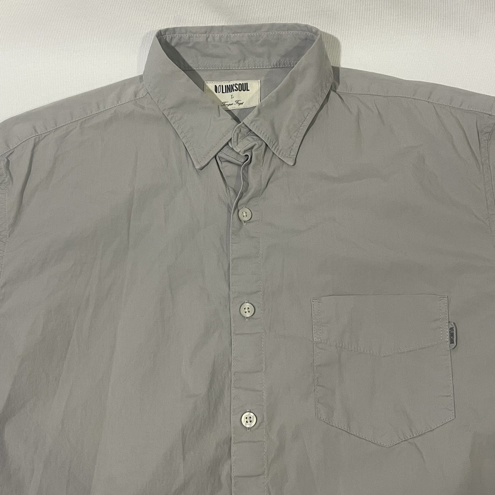 Linksoul Tempus Fugit - Button Down Gray Shirt Men's Large